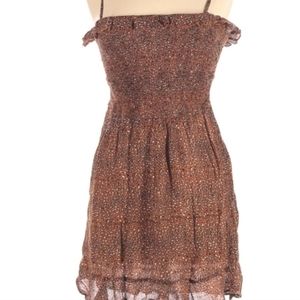 URBAN OUTFITTERS LEOPARD PRINT RUFFLE MINI DRESS. SIZE: SMALL